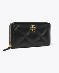 Tory Burch Kira Diamond Quilt Zip Continental Wallet Black