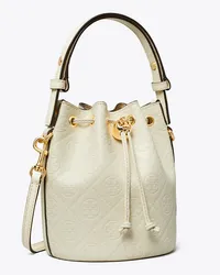 Tory Burch T Monogram Leather Mini Bucket Bag Light