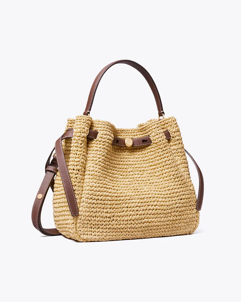 Tory Burch Damen Romy Woven Bucket Bag Natural