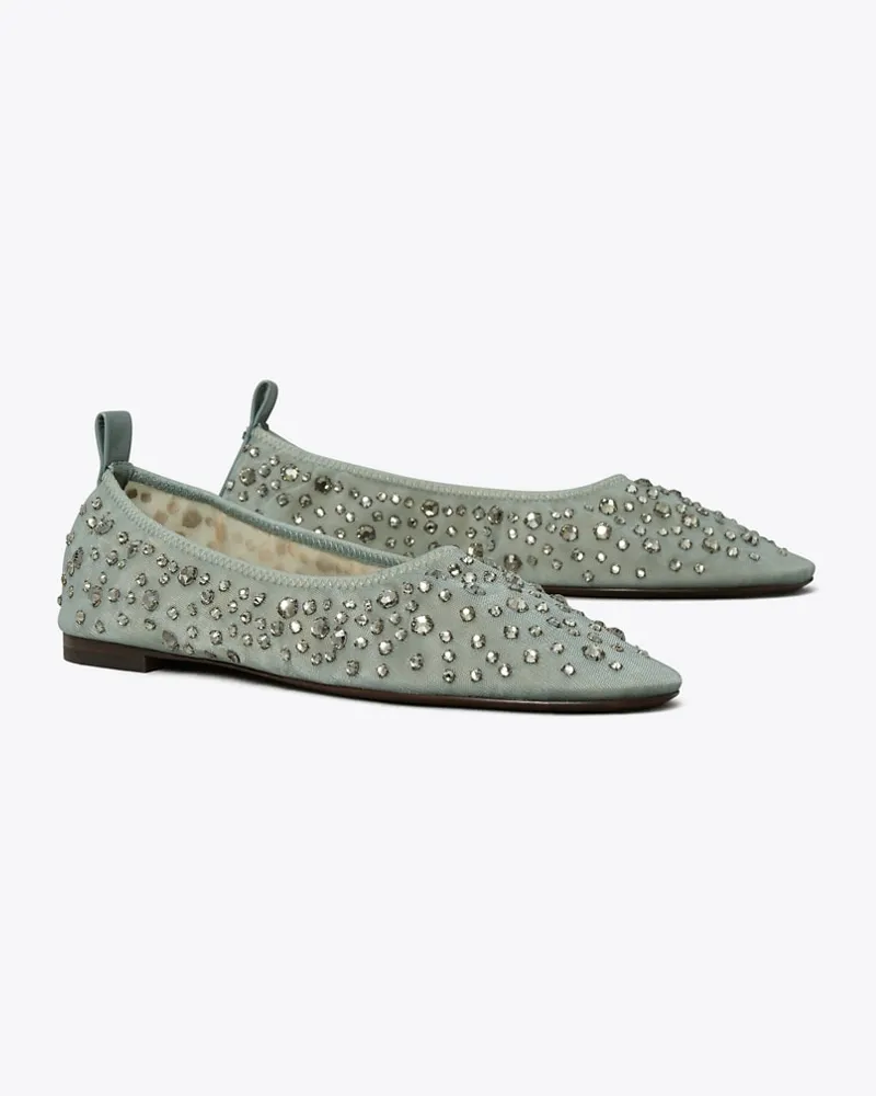 Tory Burch Damen Crystal Ballerina Blue