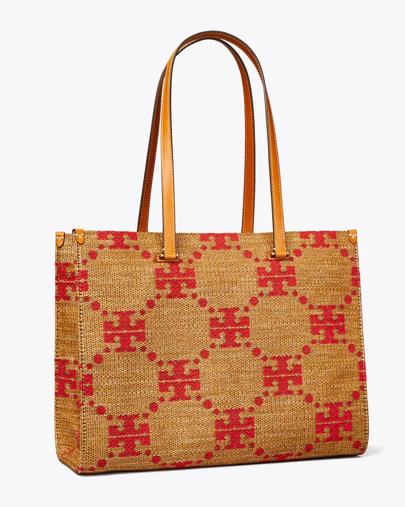 Tory Burch Damen T Monogram Woven Tote Natural
