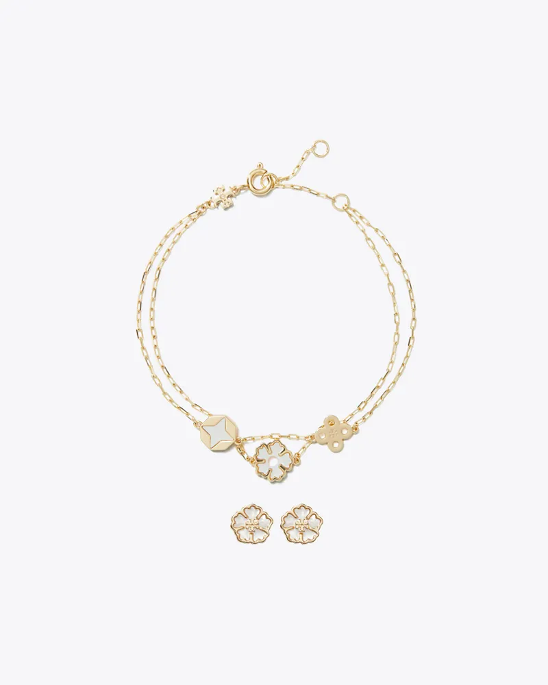 Tory Burch Damen Forget Me Not Geschenkset mit Armband und Ohrringen Tory