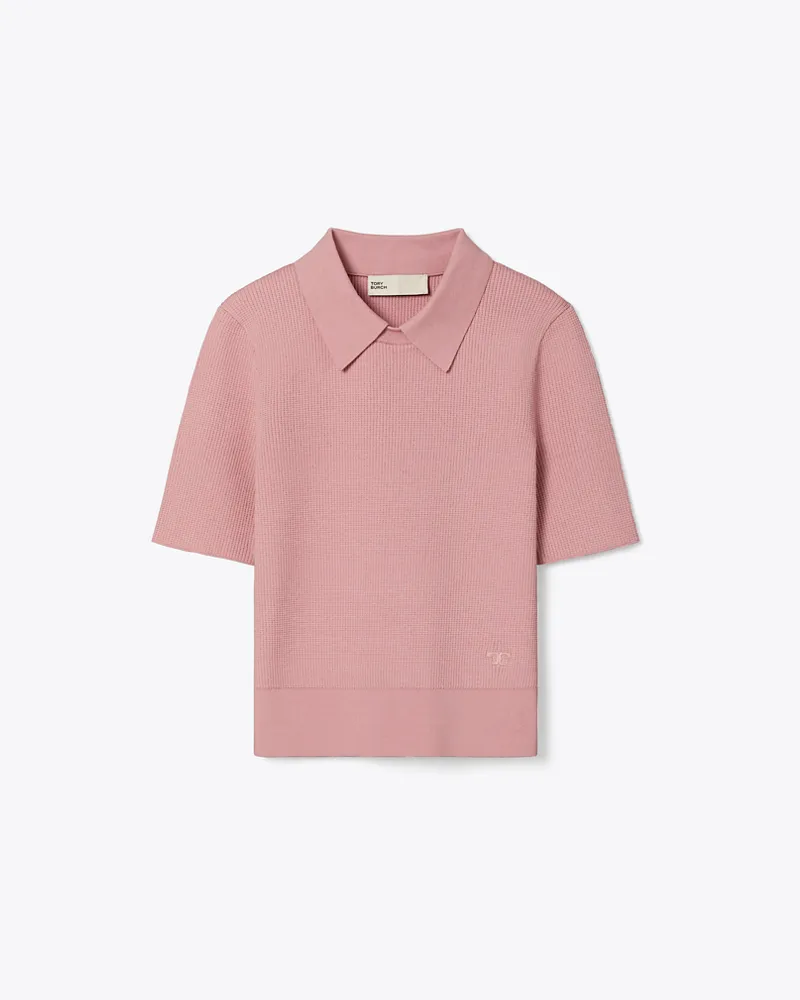 Tory Burch Damen Rundhalspullover mit Kragen Mauve