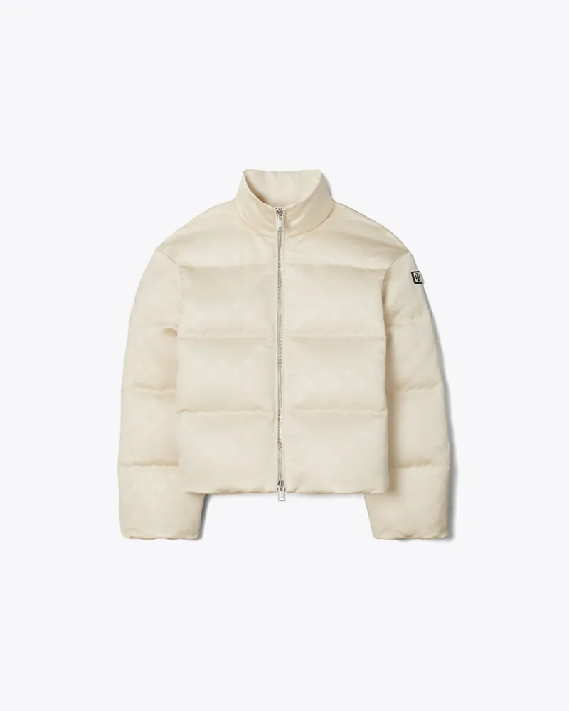 Tory Burch Damen Steppjacke aus Satin mit T-Monogramm Prosecco