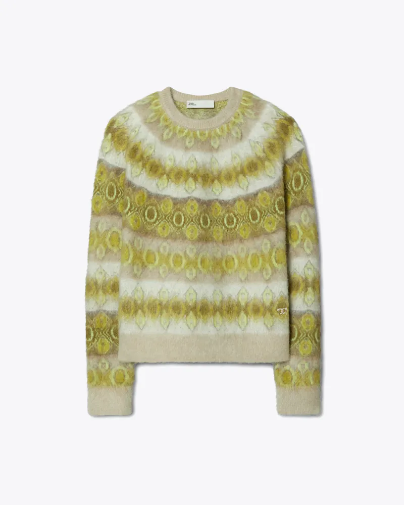 Tory Burch Damen Pullover aus gebürsteter Wolle Green