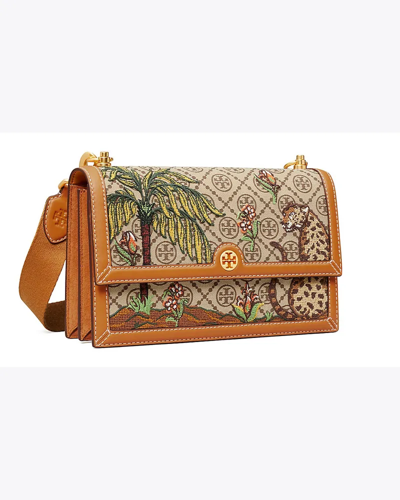 Tory Burch Bestickte Schultertasche Aus Jacquard Mit T-Monogramm 