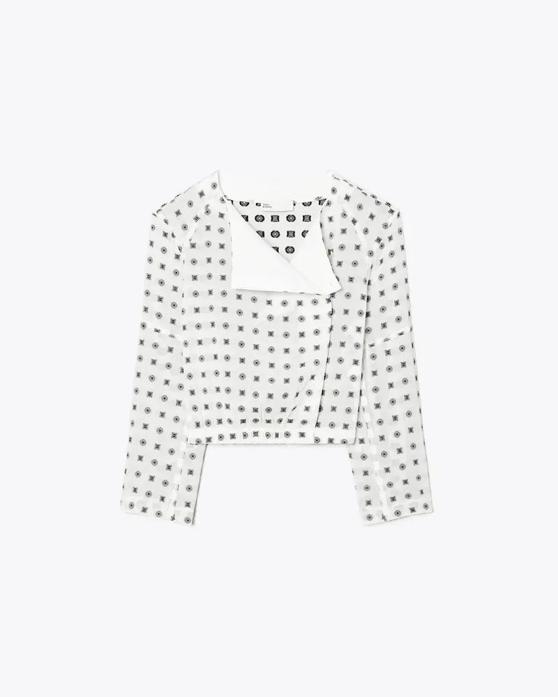 Tory Burch Damen Jacquardtop in Wickeloptik Marshmallow