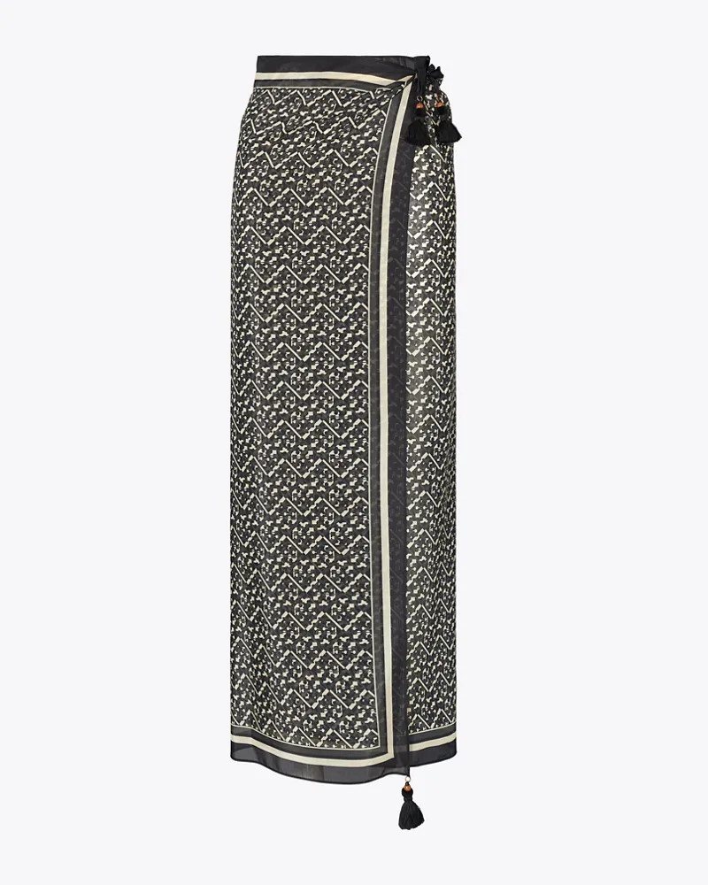 Tory Burch Damen Bedruckter Pareo Black