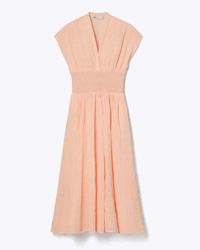 Tory Burch Damen Leinenkleid mit V-Ausschnitt Melon