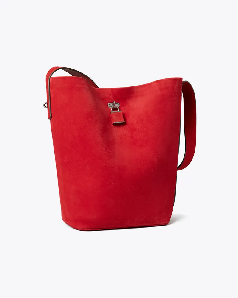 Tory Burch Damen Suede Slim Bucket Bag Toucan