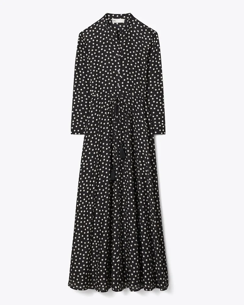 Tory Burch Gestreiftes Baumwollkleid Black