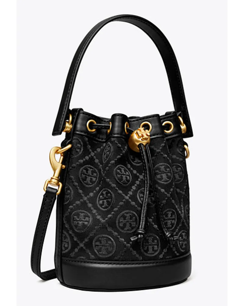 Tory Burch Mini T Monogram Bucket Bag Black