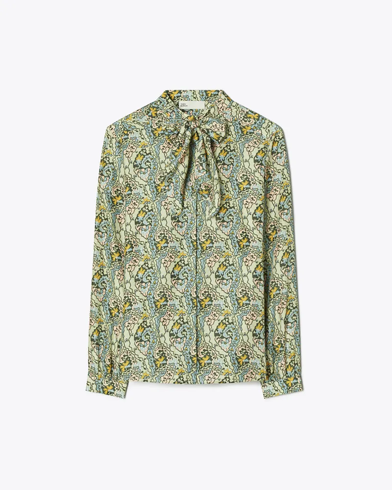 Tory Burch Damen Schluppenbluse aus Seide Blue