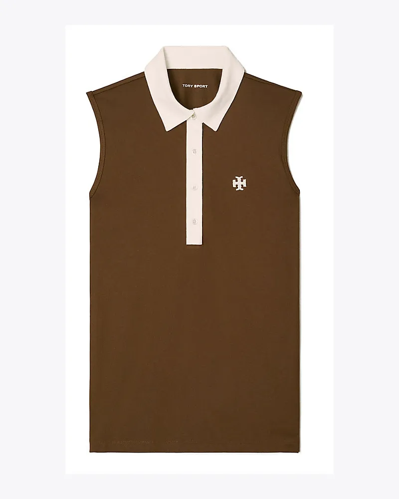 Tory Sport Ärmelloses Poloshirt Aus Funktionspiqué In Colorblock-Optik Dark
