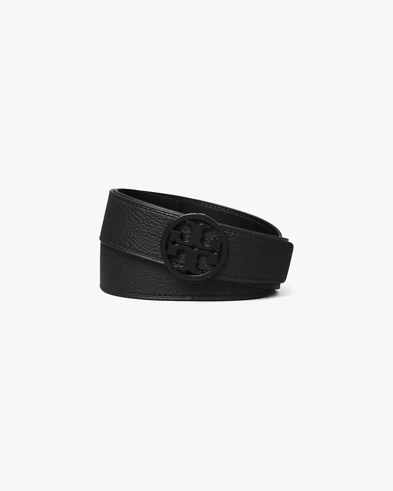 Tory Burch Damen 1.5" Miller Pebbled Powder-Coated Belt Black