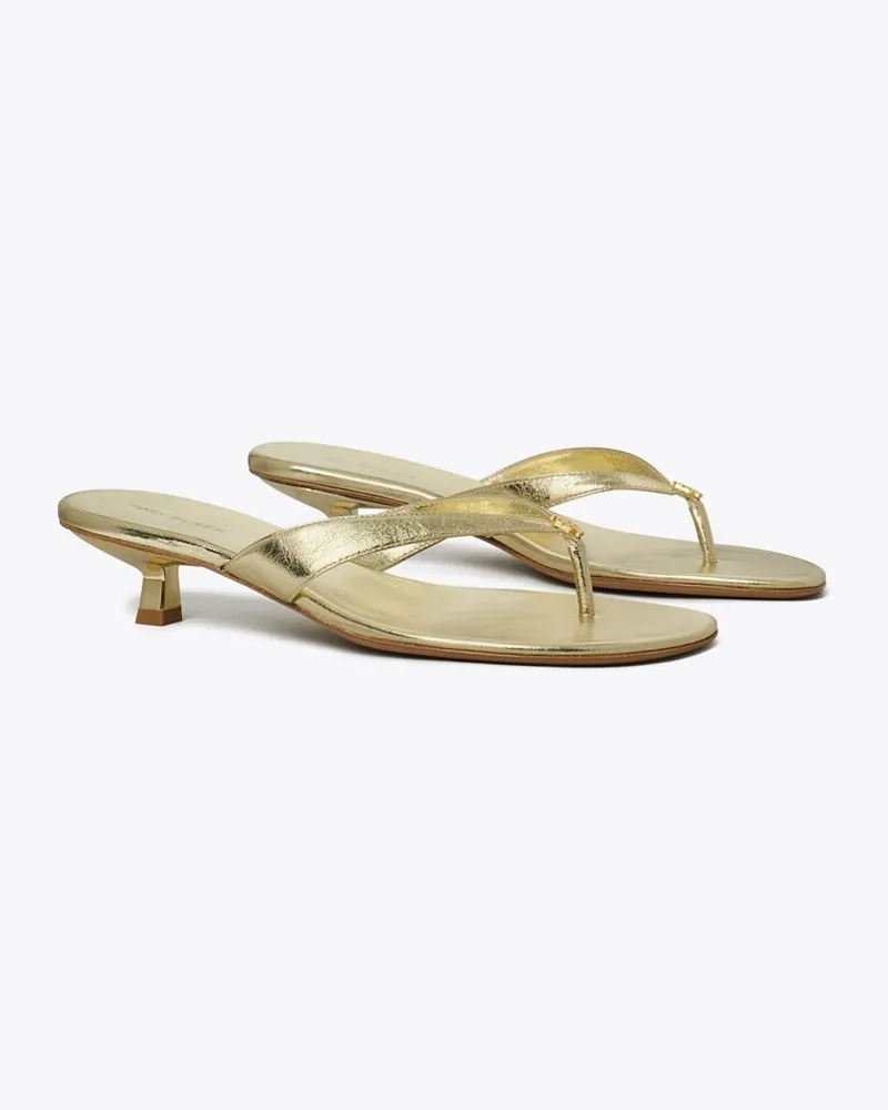 Tory Burch Damen Capri Sandale mit niedrigem Absatz Gold