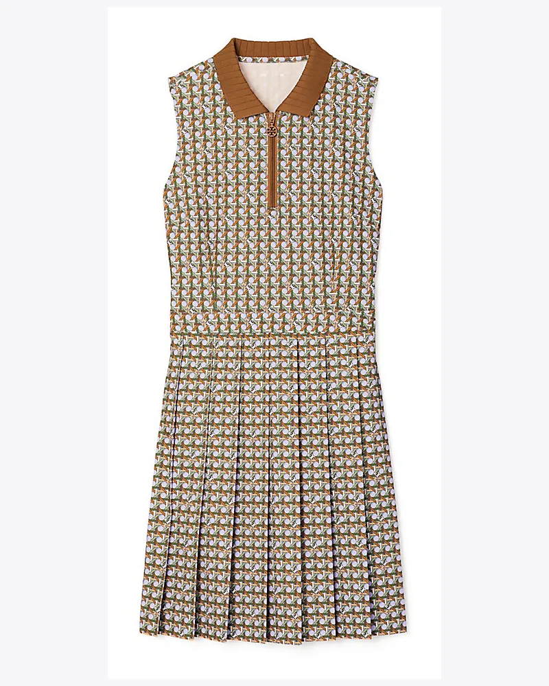 Tory Sport Bedrucktes Performance-Golfkleid Mit Falten Lavender