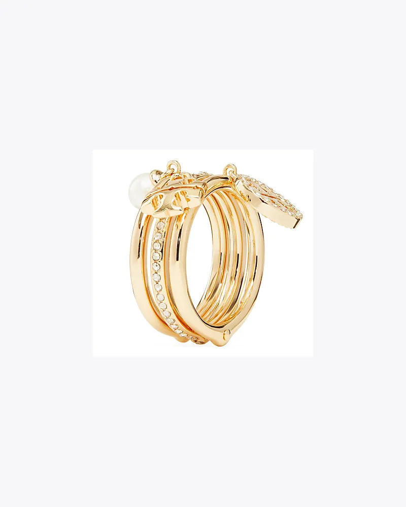 Tory Burch Pavé-Ring Mit Doppel-T Und Anhängern
