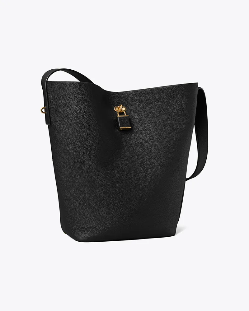 Tory Burch Damen Slim Lock Bucket Bag Black