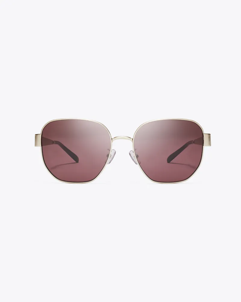 Tory Burch Damen Quadratische Miller Sonnenbrille aus Metall Brushed