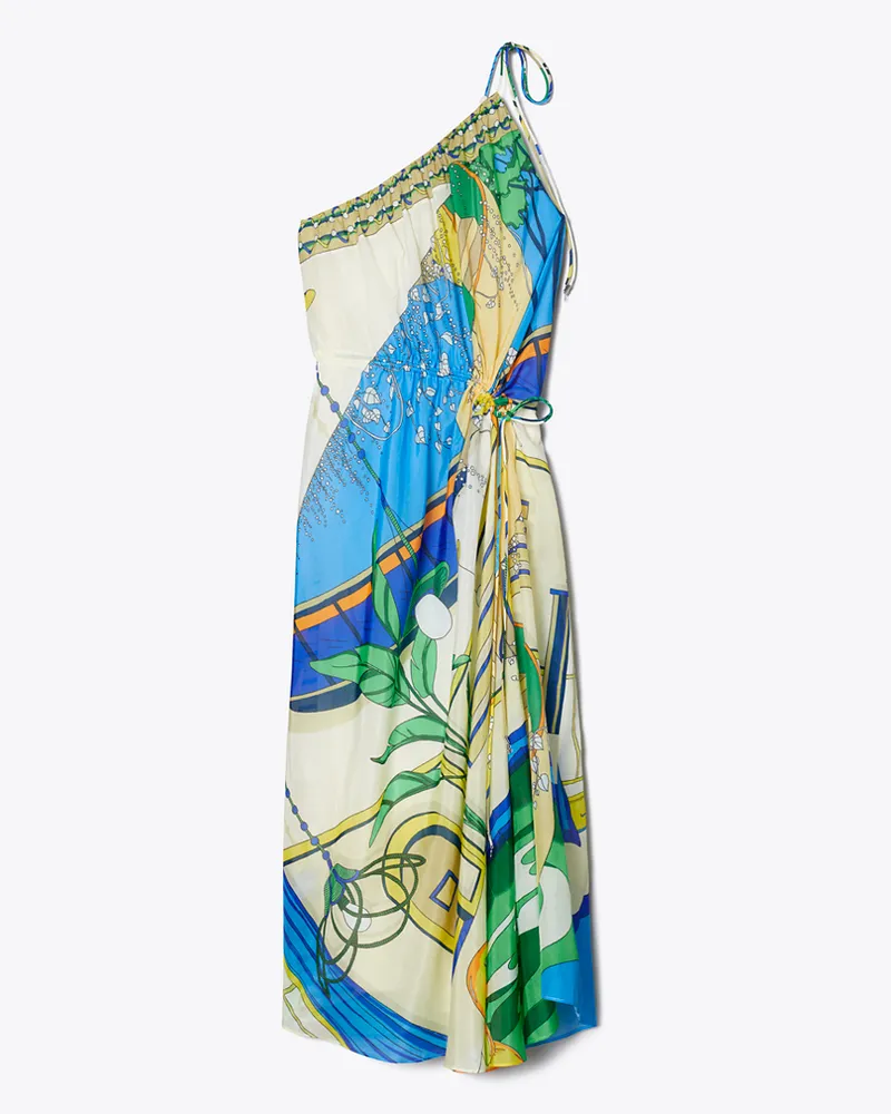 Tory Burch Damen Einschultriges Baumwollkleid mit Print The
