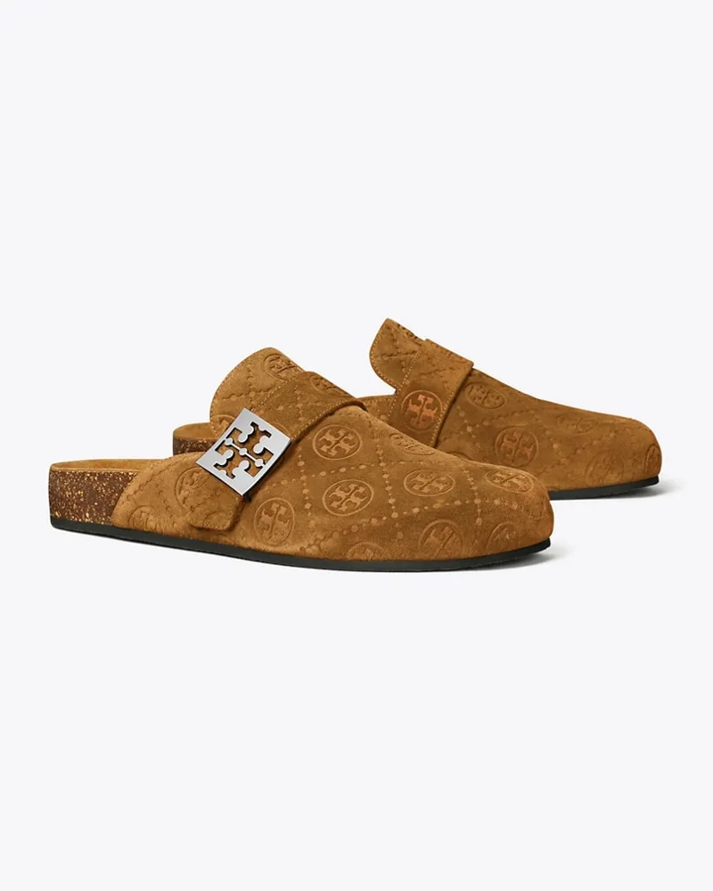 Tory Burch Damen Mellow Pantolette mit T-Monogramm Golden