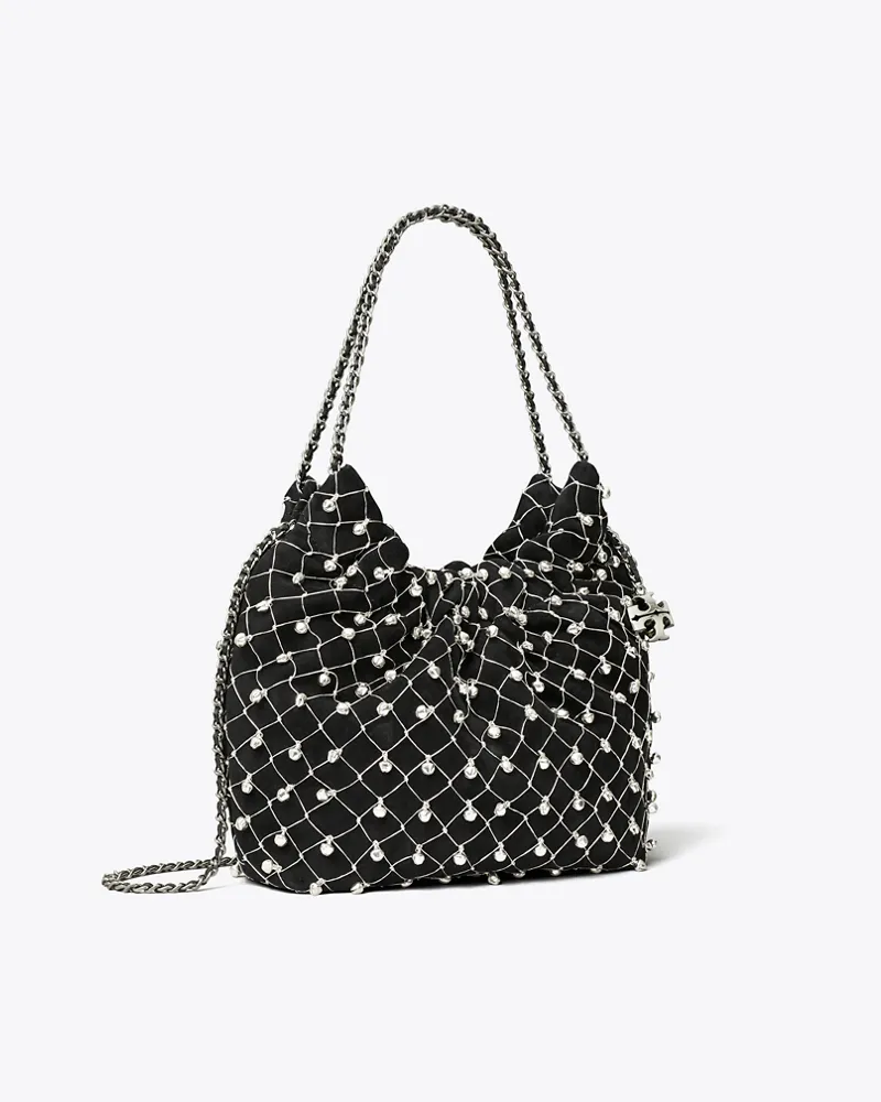 Tory Burch Damen Mini Fleming Bell Hobo Bag Black