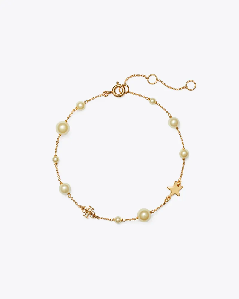 Tory Burch Damen Zartes Moondance Armband mit Perlen und Sternen Tory