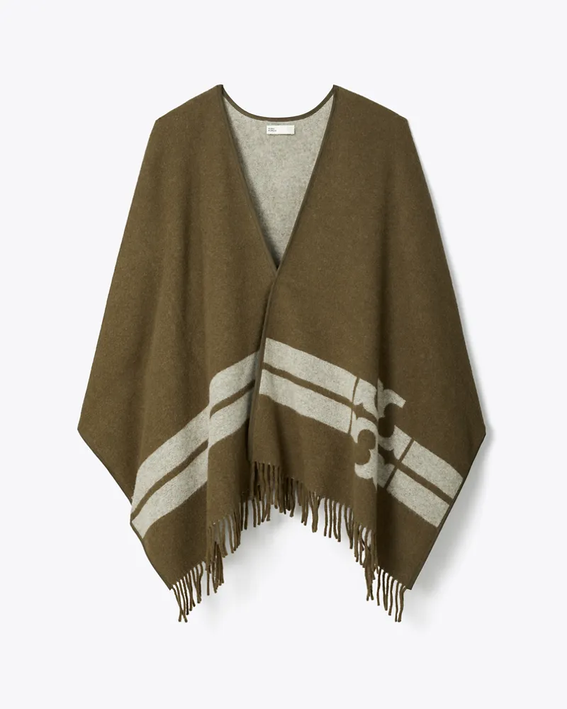 Tory Burch Damen Striped Cape Chocolate