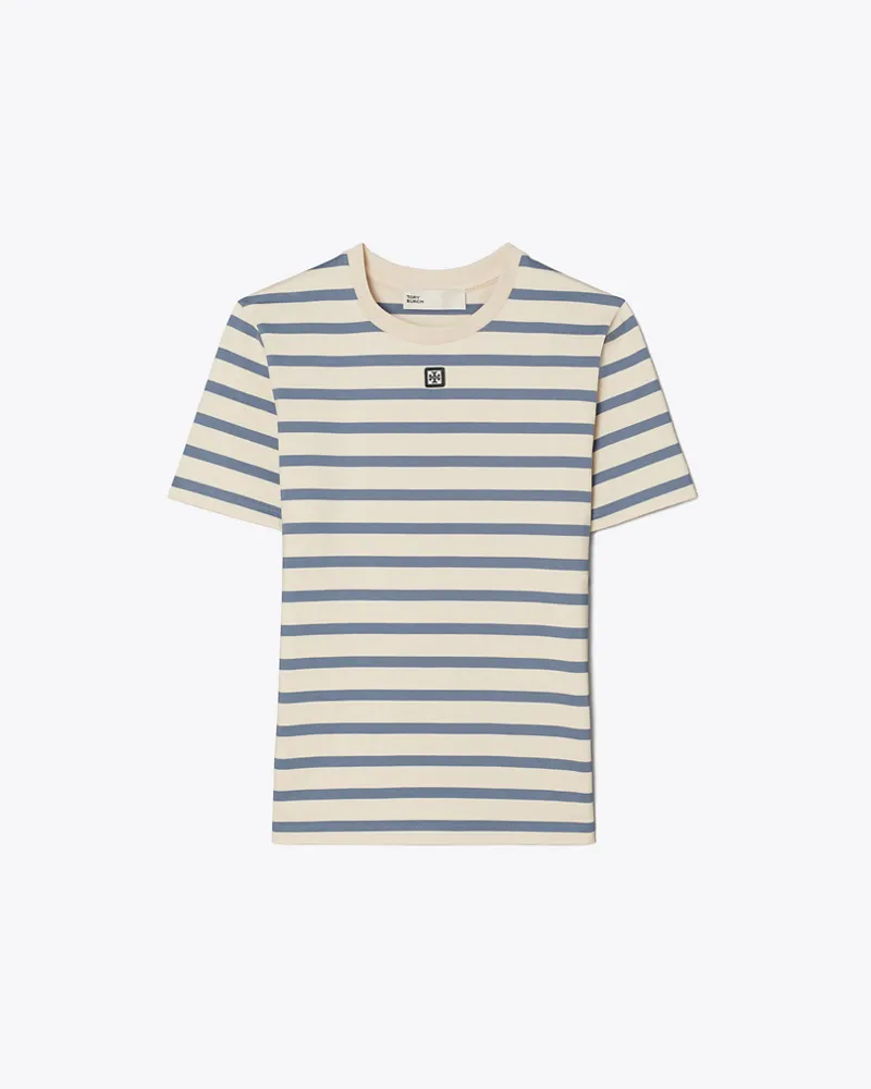 Tory Burch Damen Striped Cotton T-Shirt Light