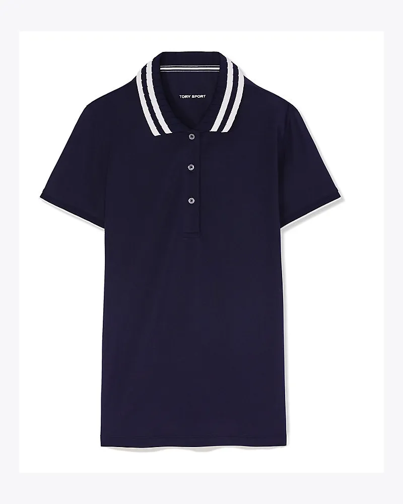 Tory Sport Performance-Poloshirt Aus Piqué Mit Plisseekragen Tory