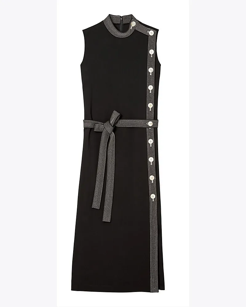 Tory Burch Geknöpftes Strickkleid Black