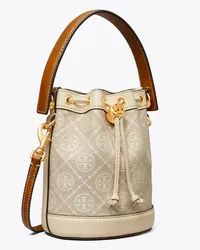 Tory Burch Mini T Monogram Bucket Bag Ivory