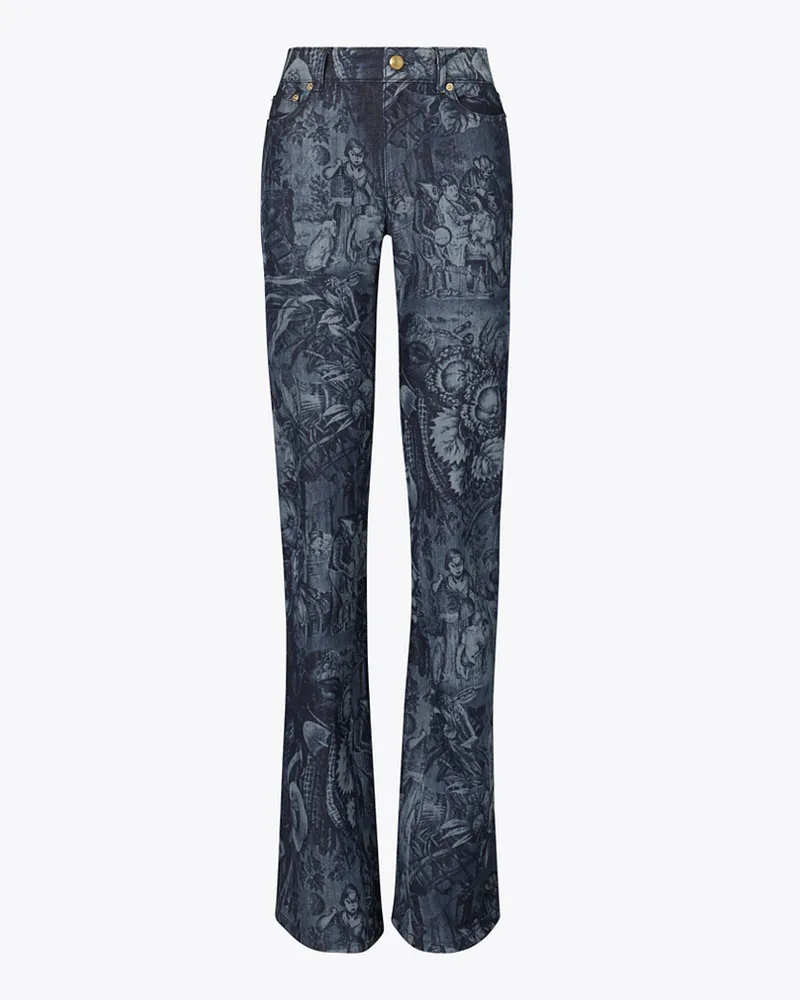 Tory Burch Damen Bedruckte Skinny Jeans Indigo