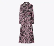 Damen Plisseekleid aus bedruckter Seide