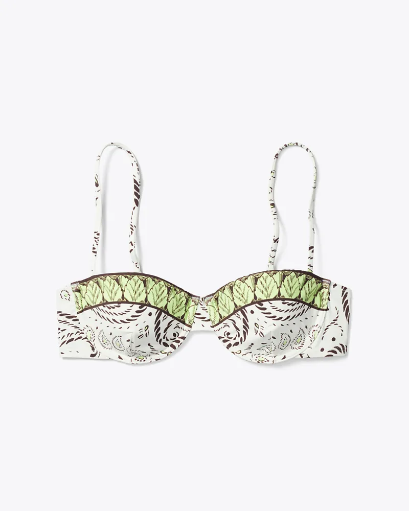 Tory Burch Damen Bedrucktes Bikinioberteil mit Bügelkörbchen Mint
