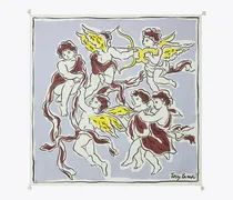 Damen Quadratisches Seidentuch mit Engels-Print