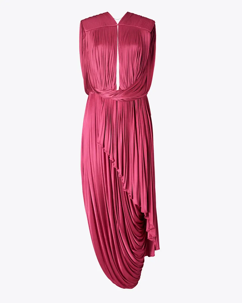 Tory Burch Damen Jersey Draped Dress Cranberry