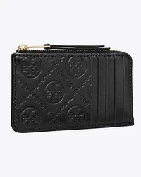 Tory Burch T Monogram Leather Zip Card Case Black