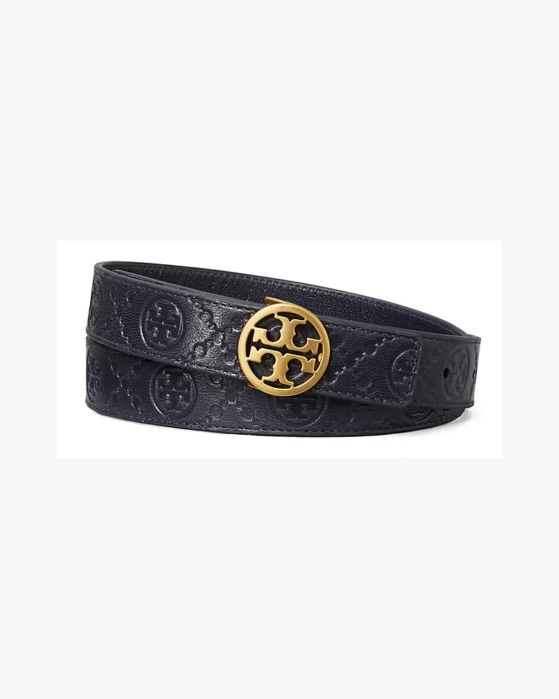 Tory Burch Ledergürtel Mit T-Monogramm Midnight