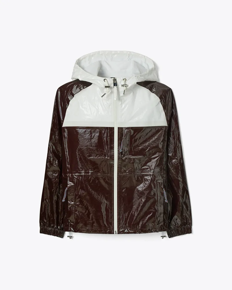 Tory Burch Damen Baumwoll-Anorak mit Reißverschluss und Kapuze Winetasting