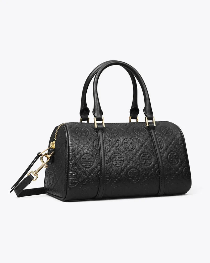 Tory Burch Damen Strukturierte Petite Barrel Bag mit T-Monogramm Black