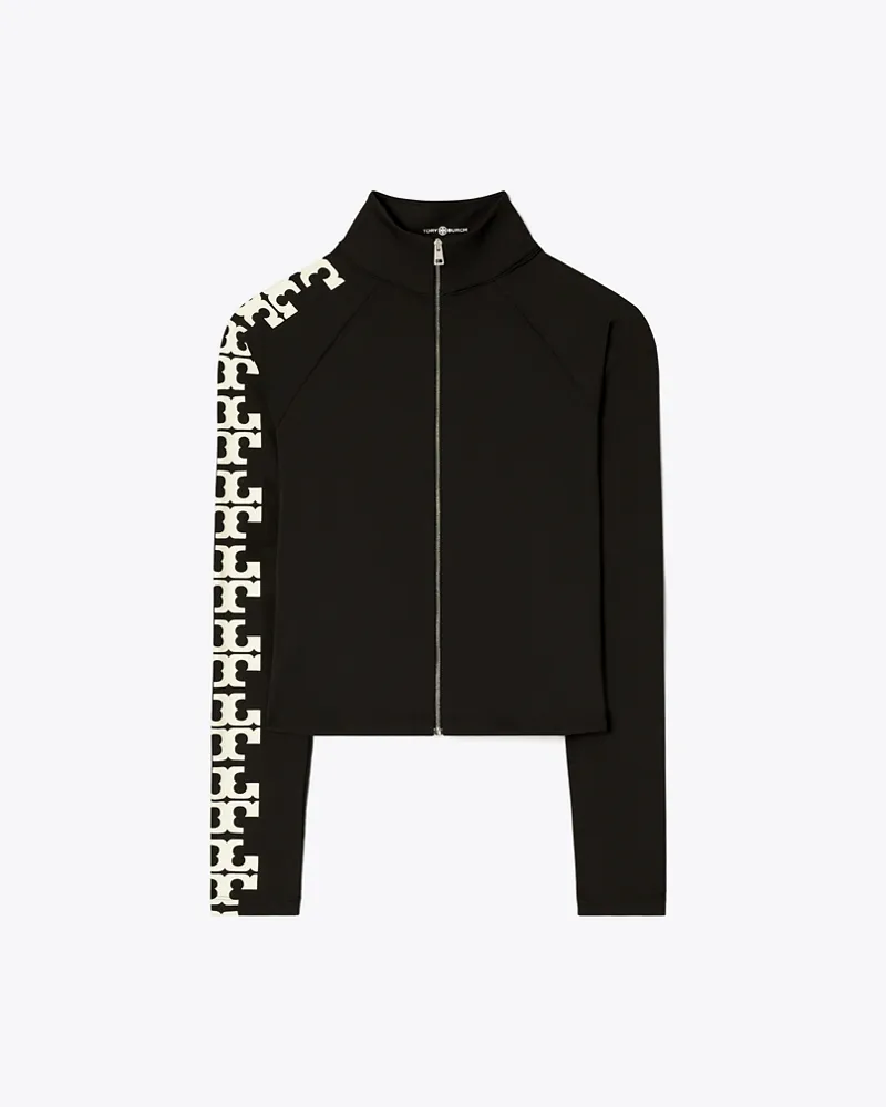 Tory Burch Damen Top aus Nylon mit Logo und Reißverschluss Black
