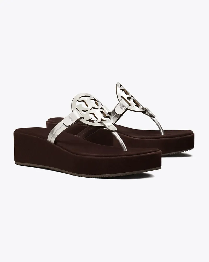 Tory Burch Miller Keilabsatzschuh Silver