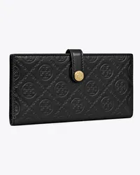 Tory Burch T Monogram Leather Zip Slim Wallet Black