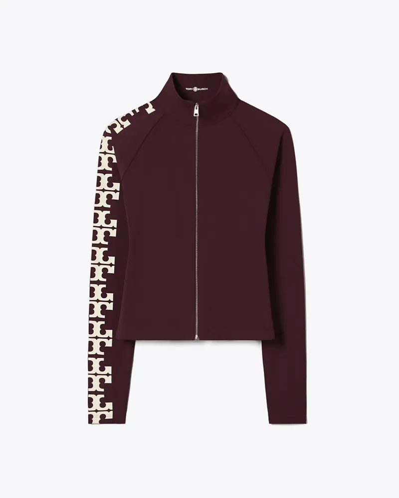 Tory Burch Damen Top aus Nylon mit Logo und Reißverschluss Winetasting