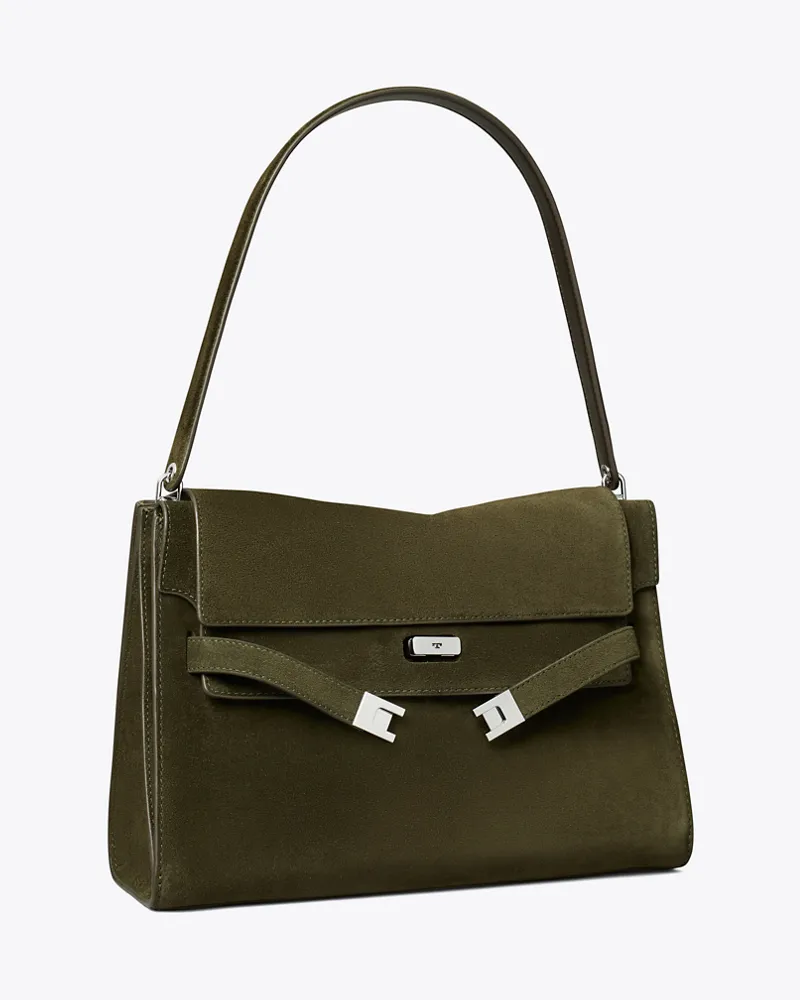 Tory Burch Damen Große Lee Radziwill Schultertasche aus Wildleder Dark