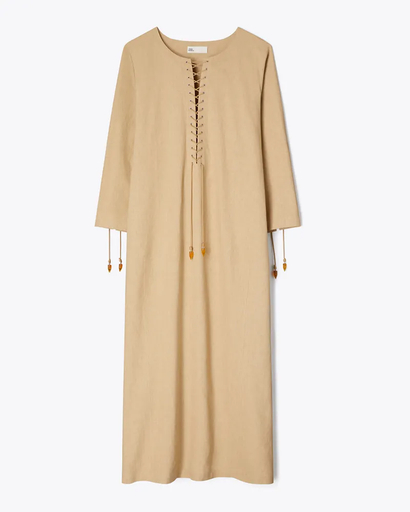 Tory Burch Damen Kaftan aus Leinen Sand