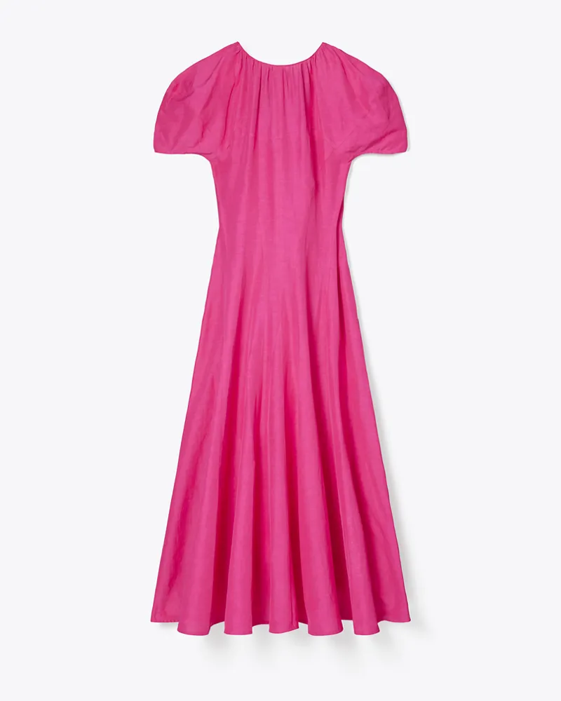 Tory Burch Damen Leinenkleid mit Ballonärmeln Bold