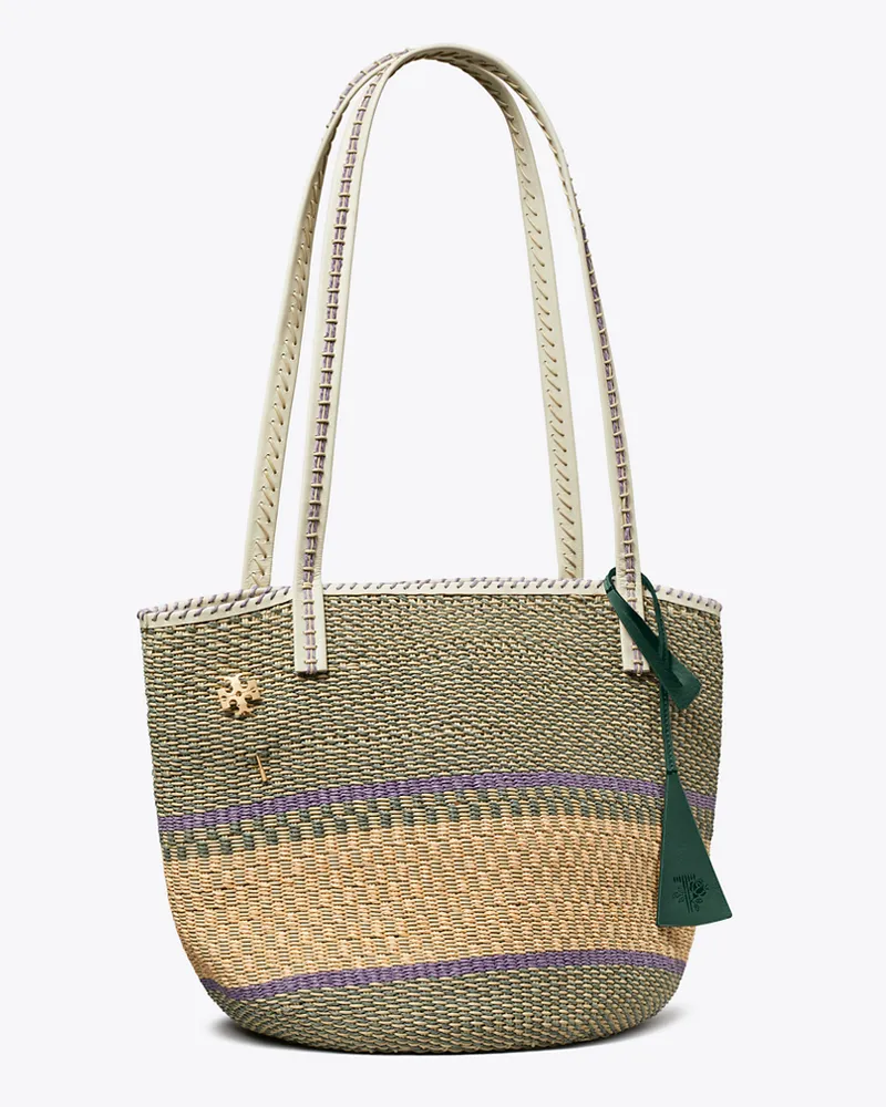 Tory Burch Große handgewebte Tote Bag aus Korbgeflecht Light